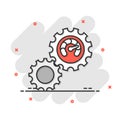 Productivity icon in comic style. Process strategy cartoon vector illustration on isolated background. Seo analytics splash effect