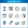 Productivity Icon set Related Vector Line Icons