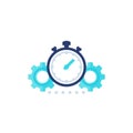 Productivity icon with stopwatch and gears