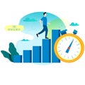 Productivity increase, time management, business optimization, progress planning, efficiency flat vector illustration for mobile a Royalty Free Stock Photo