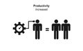 Productivity increased icon vector. A man with better brainstorming and gear up equals to two or more man in efficiency and work Royalty Free Stock Photo