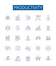 Productivity line icons signs set. Design collection of Efficiency, Performance, Quality, Output, Profitability