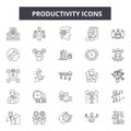 Productivity line icons, signs, vector set, outline illustration concept
