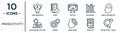 productivity linear icon set. includes thin line time hierarchy, tactics, mind tachometer, trendy, practice, productivity tools,