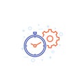 Productivity linear icon with stopwatch, cogwheel