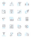 Productivity metrics linear icons set. Efficiency, Outputs, Metrics, Results, Performance, KPIs, Goals line vector and