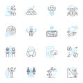 Productivity metrics linear icons set. Efficiency, Outputs, Metrics, Results, Performance, KPIs, Goals line vector and