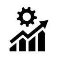 Productivity performance icon. Chart, gear symbol