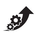 Productivity performance icon vector up arrow and gear symbol improvement efficiency sign for your web site design, logo, app, UI