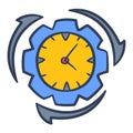 Productivity productive work process time efficient labour single isolated icon with doodle colorfull color style