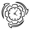 Productivity productive work process time efficient labour single isolated icon with sketch hand drawn outline style