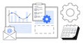 Productivity tools with analytics, checklist, email, gear, and calendar for effective task management Royalty Free Stock Photo