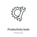 Productivity tools outline vector icon. Thin line black productivity tools icon, flat vector simple element illustration from