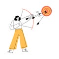 Productivity with Woman Character Shooting Bow with Arror in Aim Vector Illustration Royalty Free Stock Photo