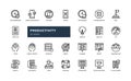 productivity work performance innovation teamwork detailed outline line icon set