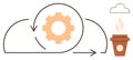 Productivity Workflow with Cloud, Gear, Arrows, and Coffee Cup for Creative and Efficient Workspaces Royalty Free Stock Photo