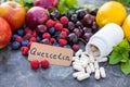 Products that contain quercetin. Selective focus. Royalty Free Stock Photo
