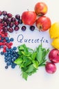 Products that contain quercetin. Selective focus. Royalty Free Stock Photo