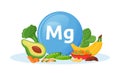 Products containing magnesium cartoon vector illustration Royalty Free Stock Photo