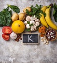 Products containing potassium. Healthy food concept