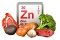 Products containing Zinc, Zn. 3D rendering