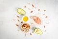 Products with healthy fats Royalty Free Stock Photo