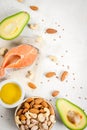 Products with healthy fats Royalty Free Stock Photo