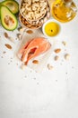 Products with healthy fats Royalty Free Stock Photo
