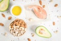 Products with healthy fats Royalty Free Stock Photo