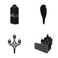 Products, history and or web icon in black style. travel, firefighters icons in set collection.