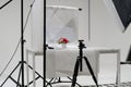 Product photo studio setup with lighting equipment