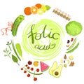 Products Rich In Folic Acid Infographic Illustration Royalty Free Stock Photo