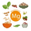 Products rich with magnesium. A set of organic organic foods with a high mineral content Royalty Free Stock Photo