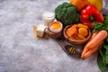 Healthy products rich in vitamin A Royalty Free Stock Photo