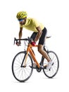 Professinal road bicycle racer isolated on white Royalty Free Stock Photo