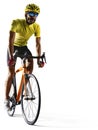 Professinal road bicycle racer isolated on white