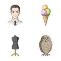 Profession, atelier and other web icon in cartoon style.food, animal icons in set collection.