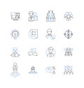 Profession career line icons collection. Lawyer, Doctor, Engineer, Teacher, Accountant, Architect, Nurse vector and