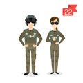 Profession characters: man and woman. Fighter pilot.