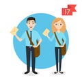 Profession characters: man and woman. Postman or mailman. Royalty Free Stock Photo