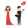 Profession characters: man and woman. Singer and musician Royalty Free Stock Photo