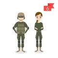 Profession characters: man and woman. Soldier.