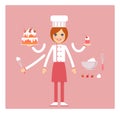 Profession confectioner. Female. Character for animation. Vector