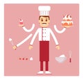 Profession confectioner. Man. Character for animation. Vector