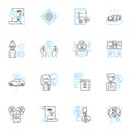 Profession and Credentials linear icons set. Lawyer, Engineer, Doctor, Accountant, Teacher, Architect, Consultant line