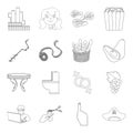 Profession, fishing, food and other web icon in outline style.hairdresser, technology, fitness icons in set collection.