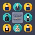 Profession flat avatars with shadows vector set. Police department icons set Royalty Free Stock Photo