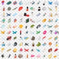 100 profession icons set, isometric 3d style