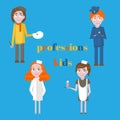 Profession icons set. Profession for kids cartoon collection. Child Service Occupation