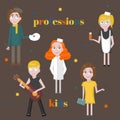 Profession icons set. Profession for kids cartoon collection. Child Service Occupation